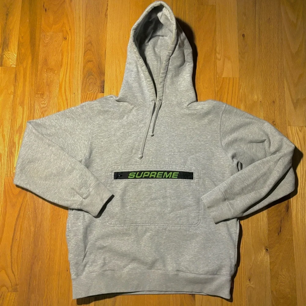 SOLD - Supreme Grey Lime Green Zipper Hoodie - Picture 1 of 8